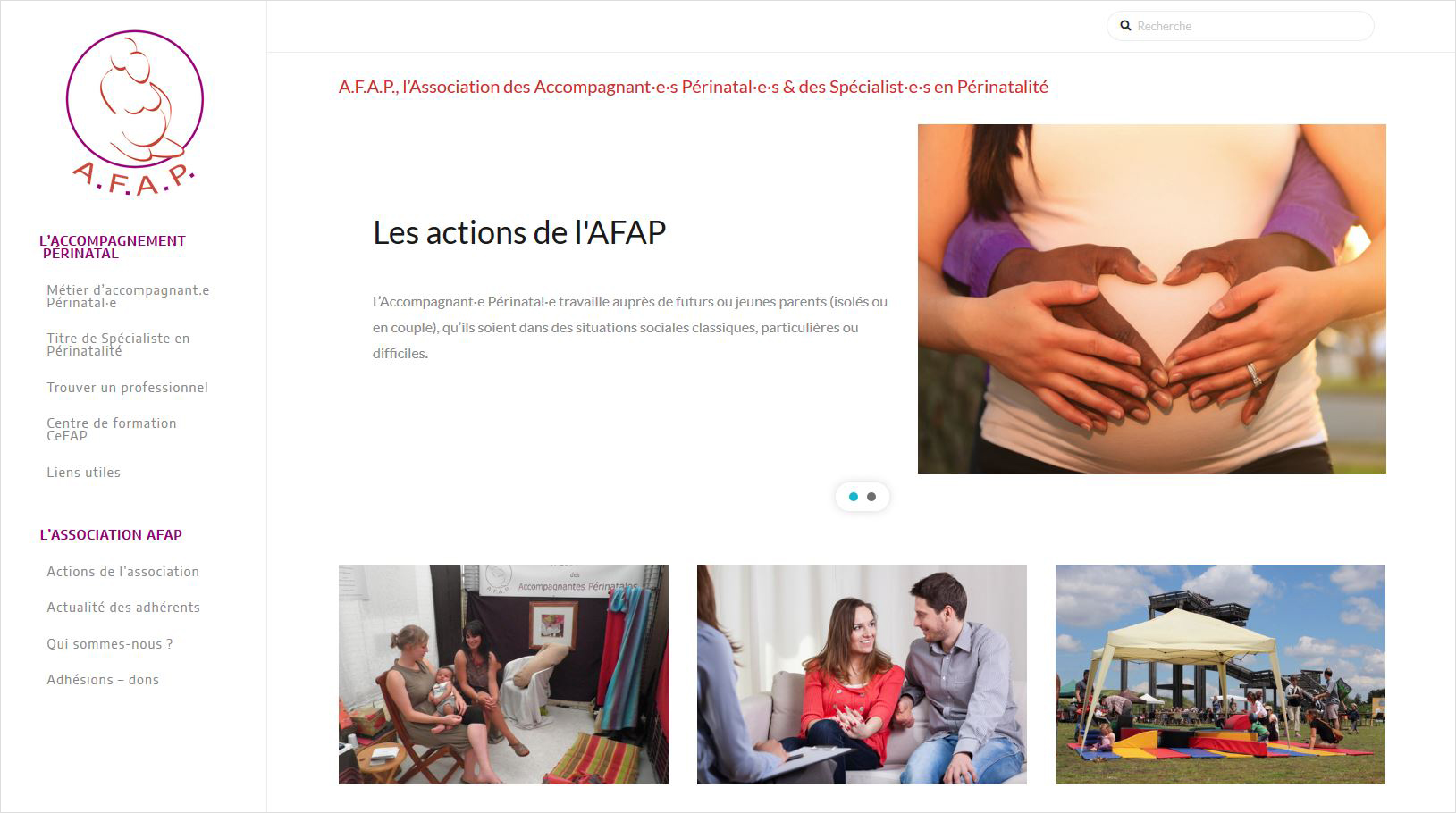 Capture d'écran du site web de l'association AFAP